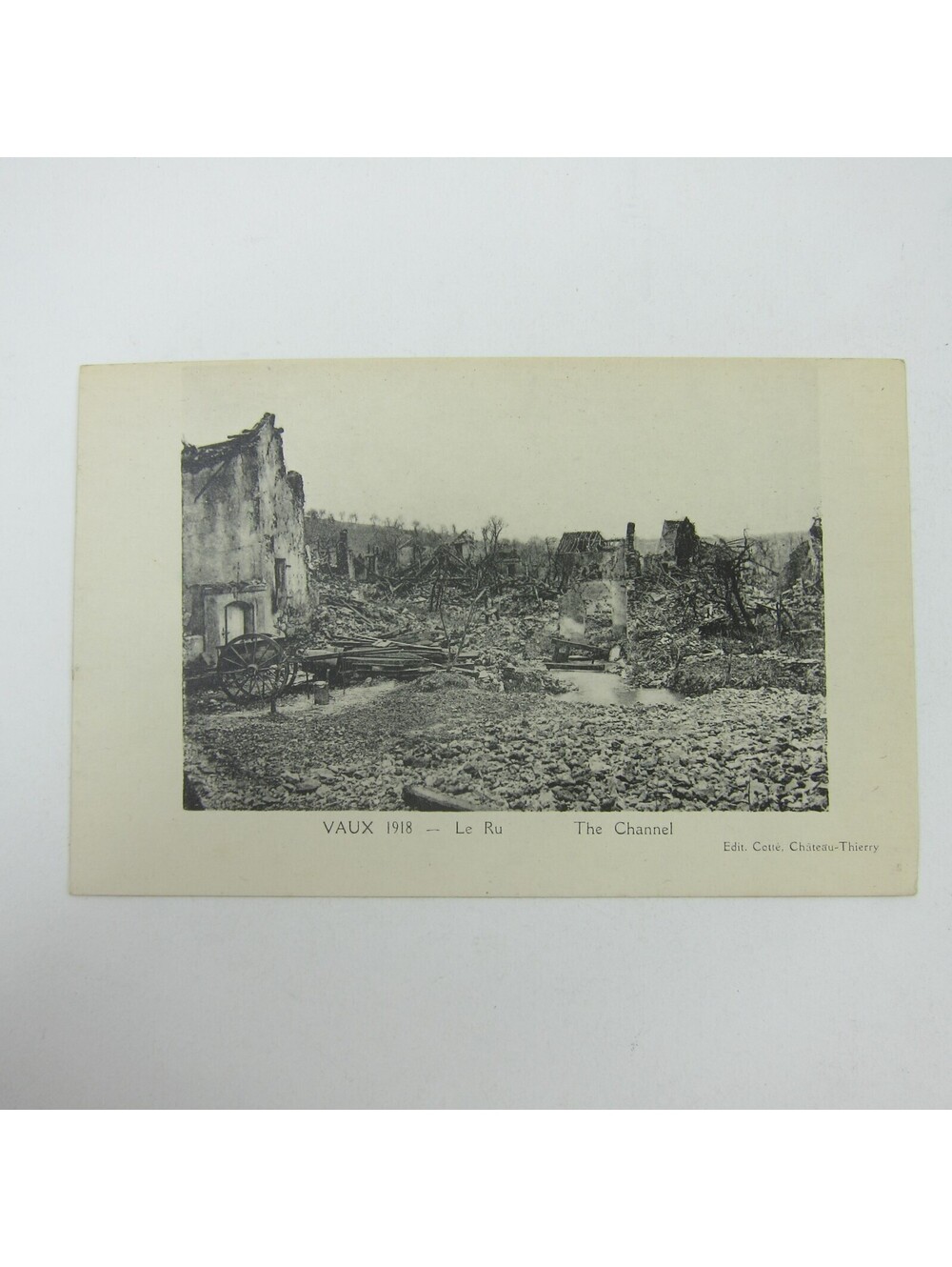 Postcard Vaux France 1918 Ruins of Village The Street Channel WWI Antique RARE